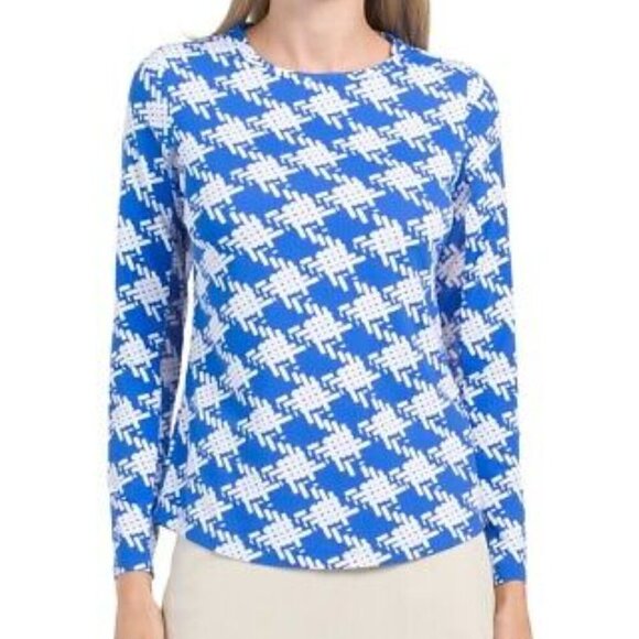 IBKUL Tops - IBKUL Golf Tennis Pullover Shirt Women's Size M Blue White Long Sleeve